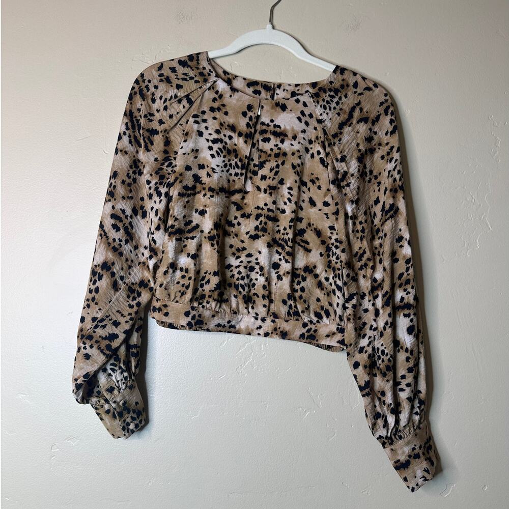 Banana Republic Leopard Print Keyhole Flowing Blouse XS